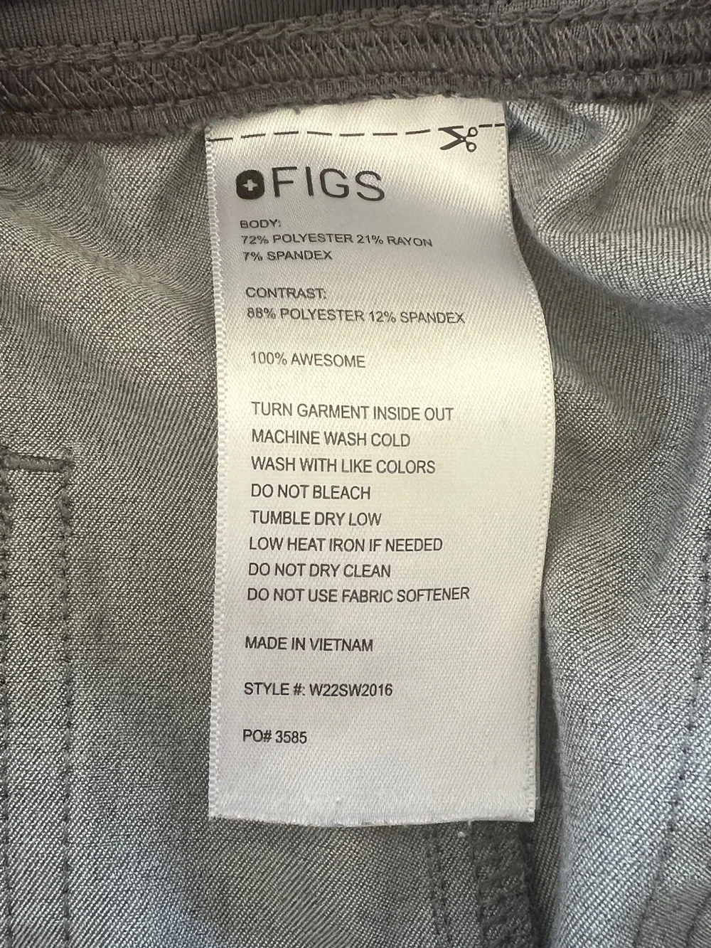 Figs Men's Gray Pants with Teal Drawcord